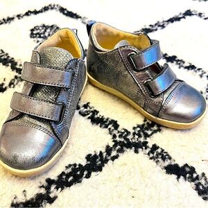 Falcotto Metallic Steel Leather Velcro Sneakers Size 22 EU 6 US